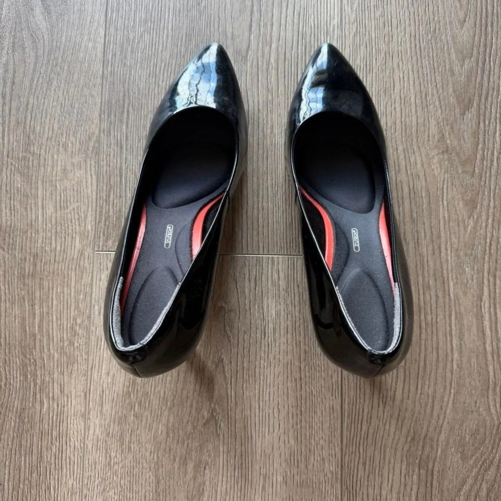 Apt 9 Womens 8.5 Black Patent Heels Pointed Toe Memory Foam Career Dress Pumps